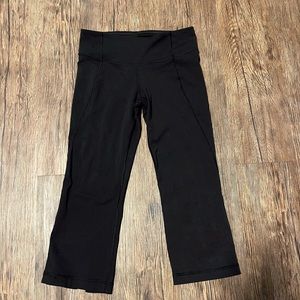 Lululemon, size 4, black, cropped leggings with split in back